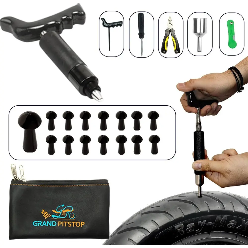 

22 Pcs Tire Puncture Repair Kit with Multi-Functional Pliers Compatible for Car, Motorcycle, Truck, ATV, Tractor, RV, SUV, Trail