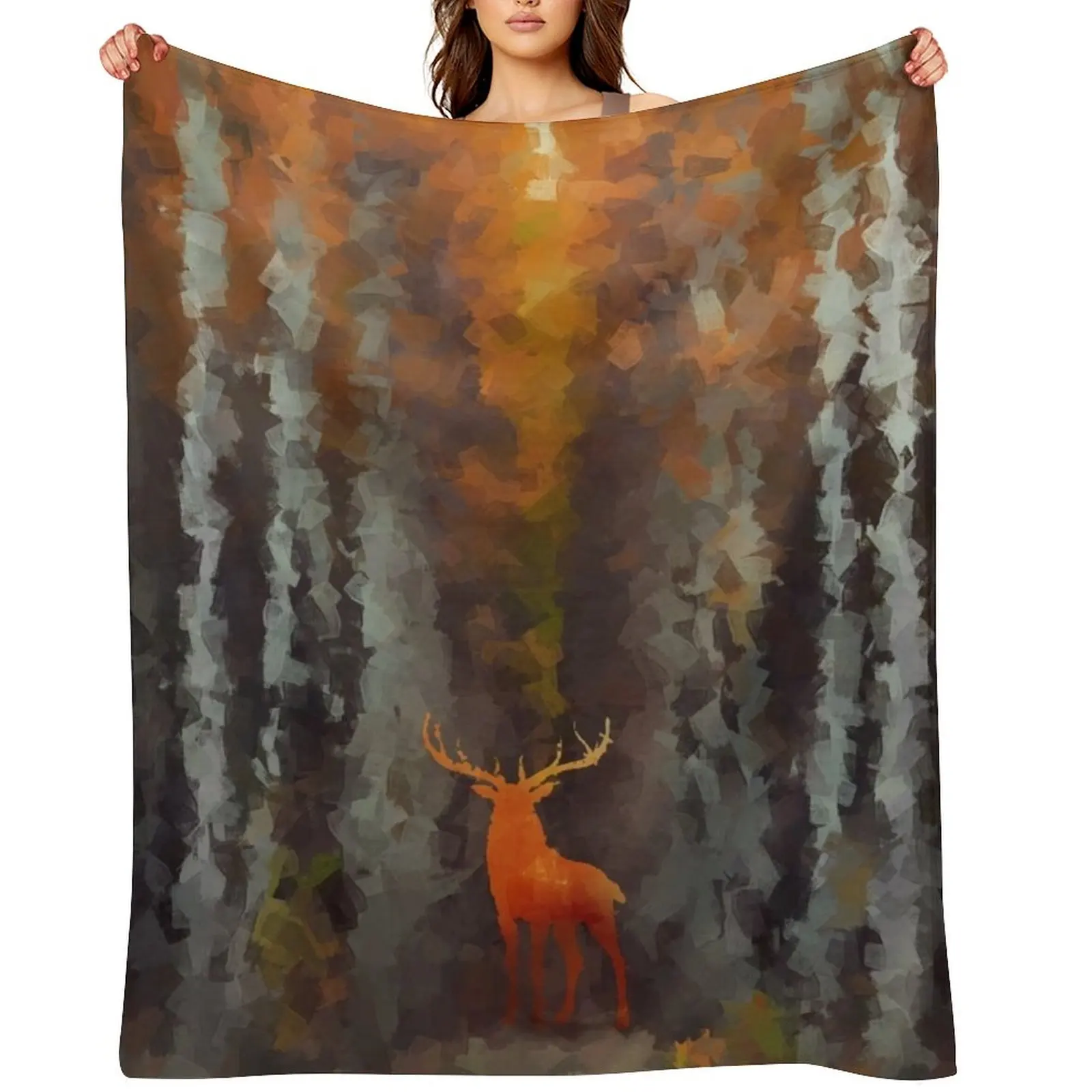 Deer in golden forest Throw Blanket For Sofa Thin Sofa Throw christmas gifts christmas decoration Blankets