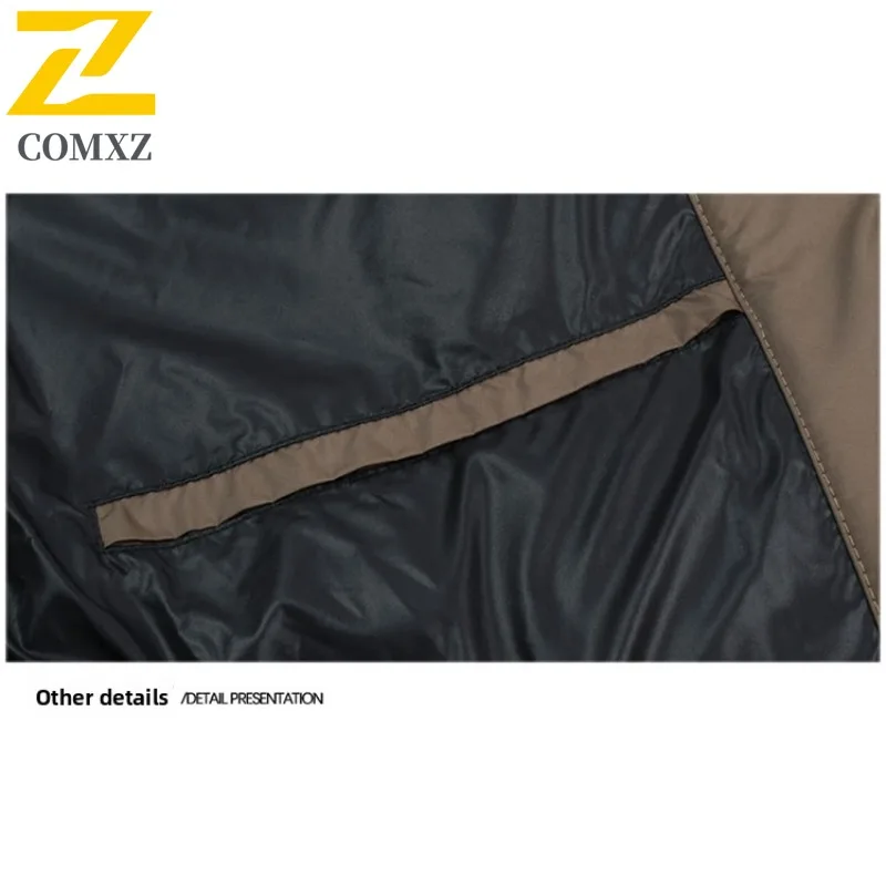 COMXZ Leisure Men Puffer Jacket Solid Color Self-cultivation Snow Warm Parka Hooded Hiking Travel Lightweight Autumn Winter Coat