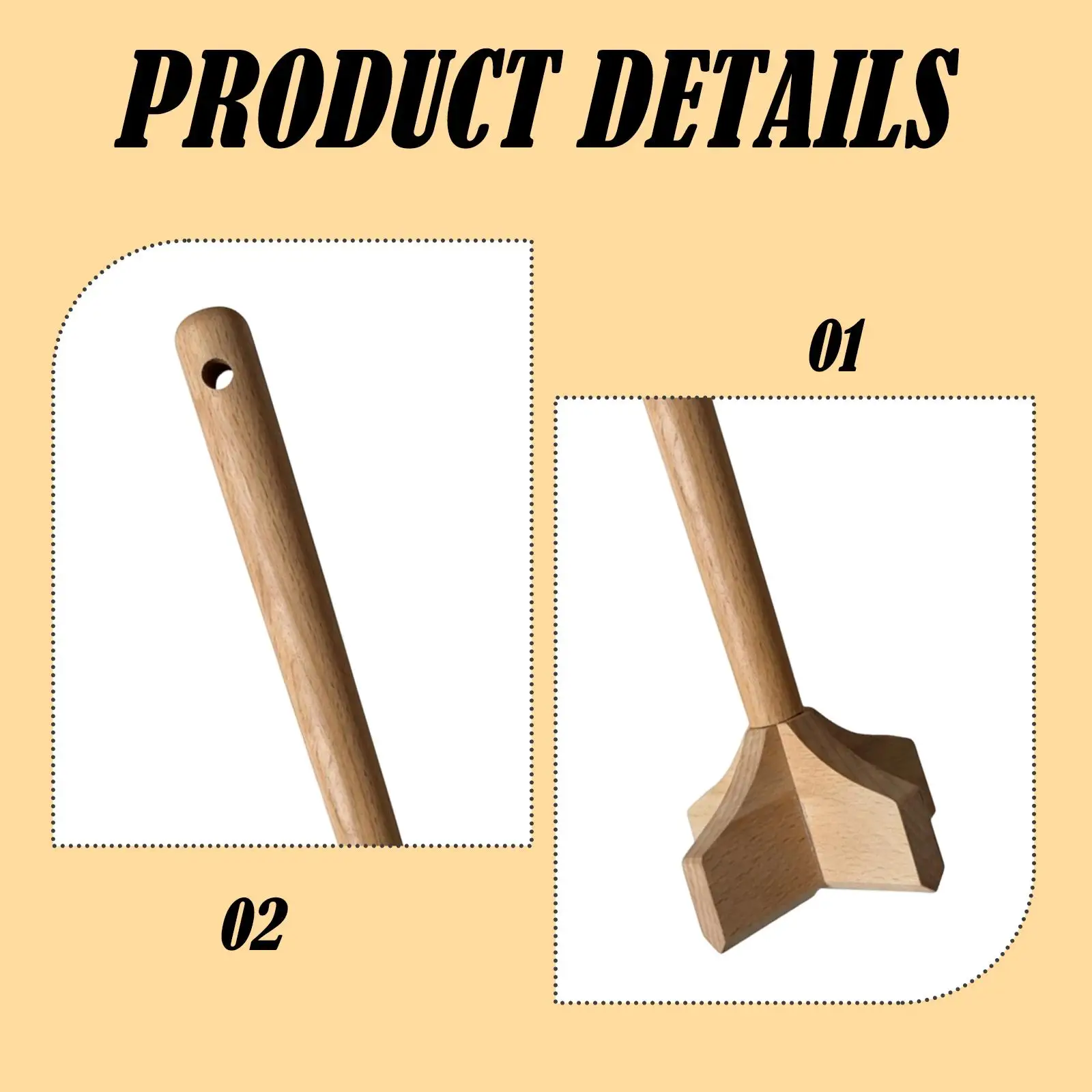 Premium Wood Potato Masher Easy to Use Multipurpose Meat Chopper Culinary Kitchen Tool for Family Meal Prep
