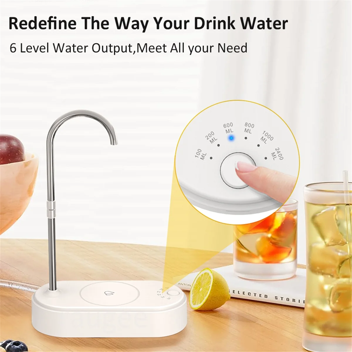 HOT Water Bottle Pump Desktop Electric Water Dispenser Type-C Charging Portable Automatic Desktop Water Pump White