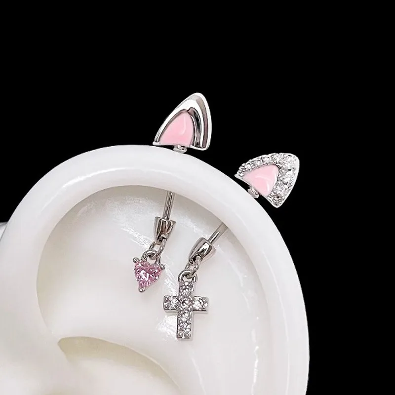 آذان القط الوردي (خبز على شكل أذن القط على البخار) شخصية الشيطان إكسسوارات أنيقة وجذابة على الموضة #1