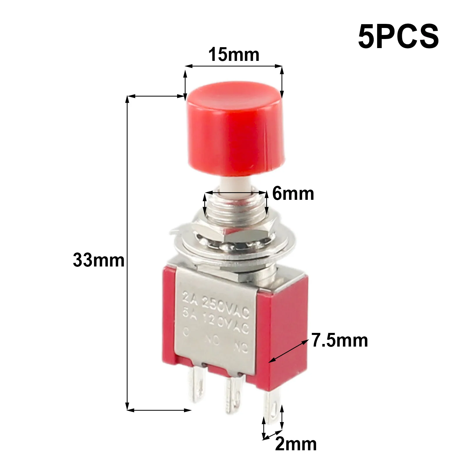 

Reliable Mechanism with Long Mechanical Life 5 X3Pin 2Position Self Resetting Toggle Switch (ONOFF) DPDT Toggle Switch + Cap