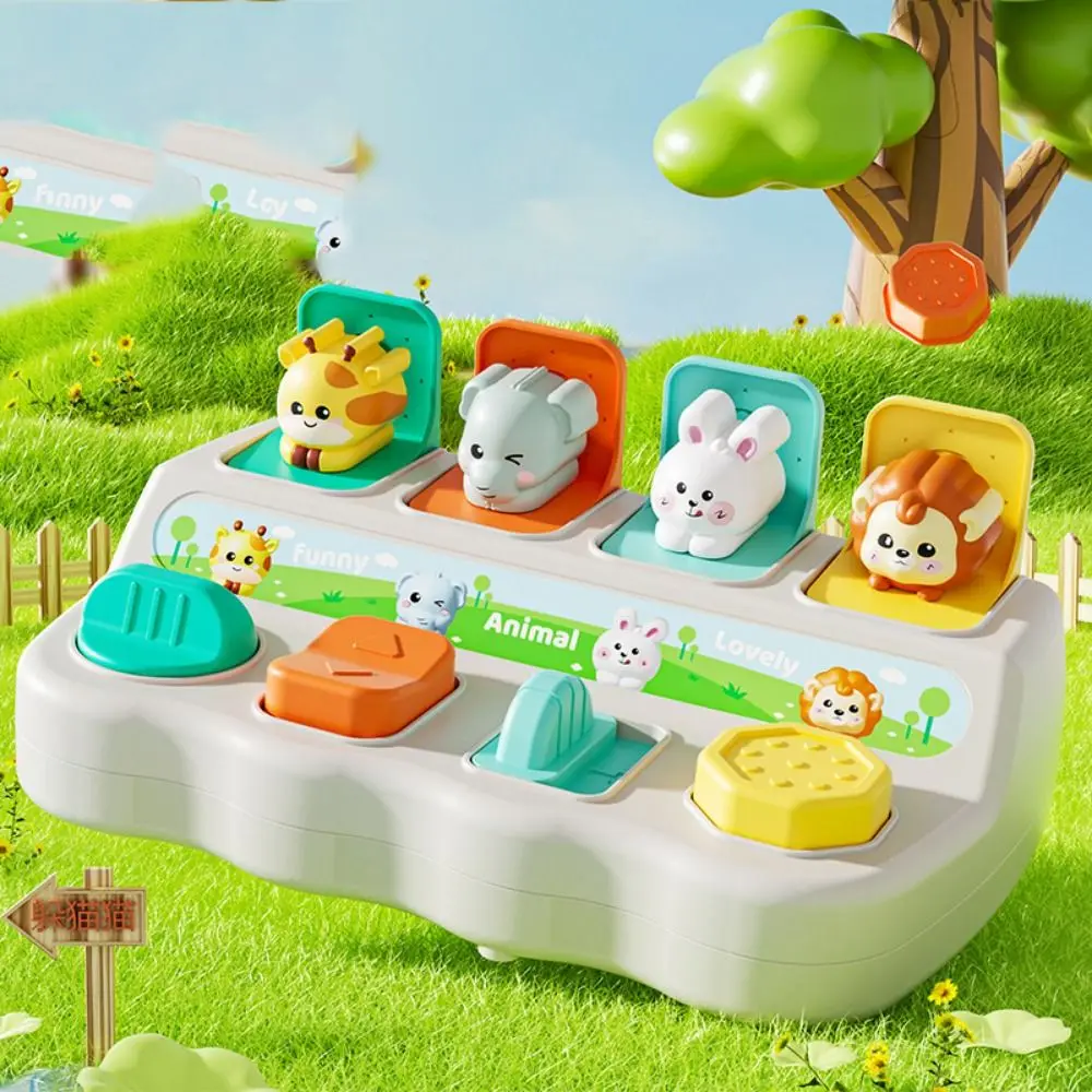 Montessori Peekaboo Switch Box Cartoon Animals Button Toy Interactive Animal Toy Box ABS Colorful Pop-up Animals Toy Children