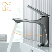 NHLYX New Modern Bathroom Sink Faucet Single Handle Deck Mounted Wash Basin Water Tap Brass Core Hot And Cold Mixer Torneira Pia