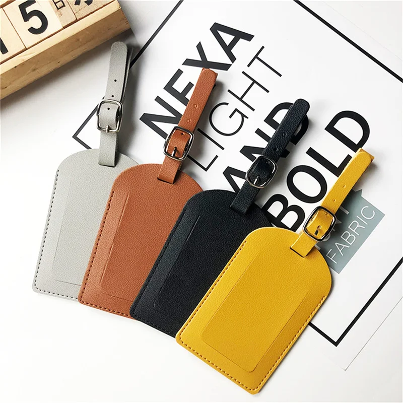 Fashion Luggage Tags Travel Accessories Vegetable Tanned Leather Travel Suitcase Identifier Business Bag Luggage Tag Decorations