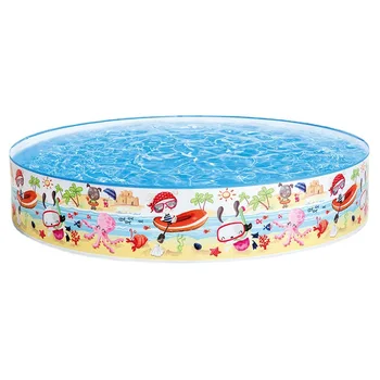 60" x 10" Round Instant Foldable Ocean Scene Kiddie Padchild Swimming Pool for Children Kids Fun Summer Backyard Water Play