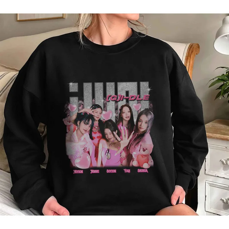 (G)I-DLE Hoodies I Feel  Album Hoodie Fashion Women Harajuku Graphic Hoodies Unisex Letter Print Pullovers Sweatshirts Korea