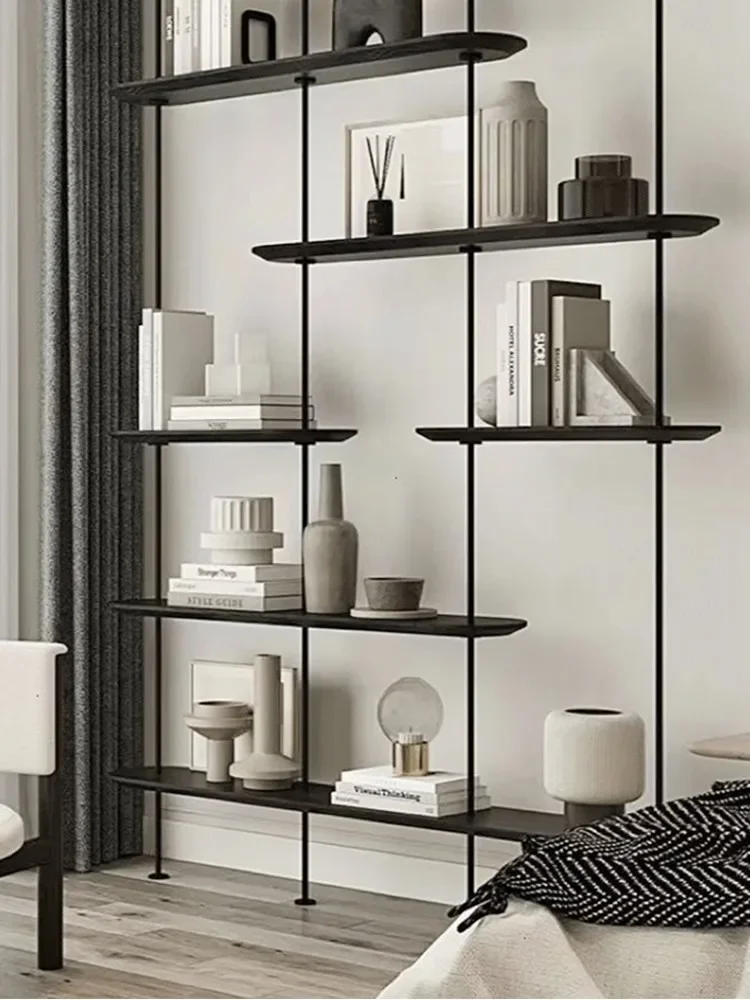 Modern wrought iron bookshelf, living room multi-layer partition rack, storage rack, simple display rack, top floor display rack