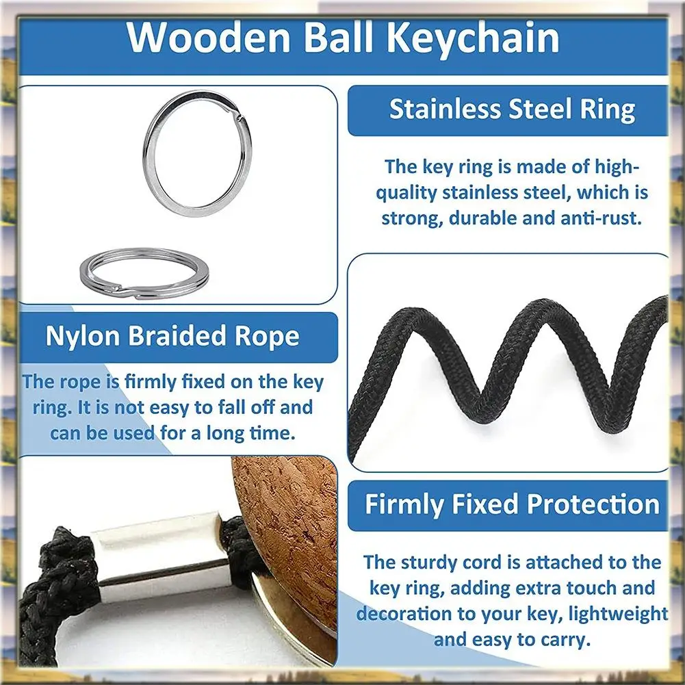 Budget-Friendly Floating Cork Keyring, Floatable Wooden Ball Key Chain For Water Sport Accessories Swimming Diving Fishing Swimm