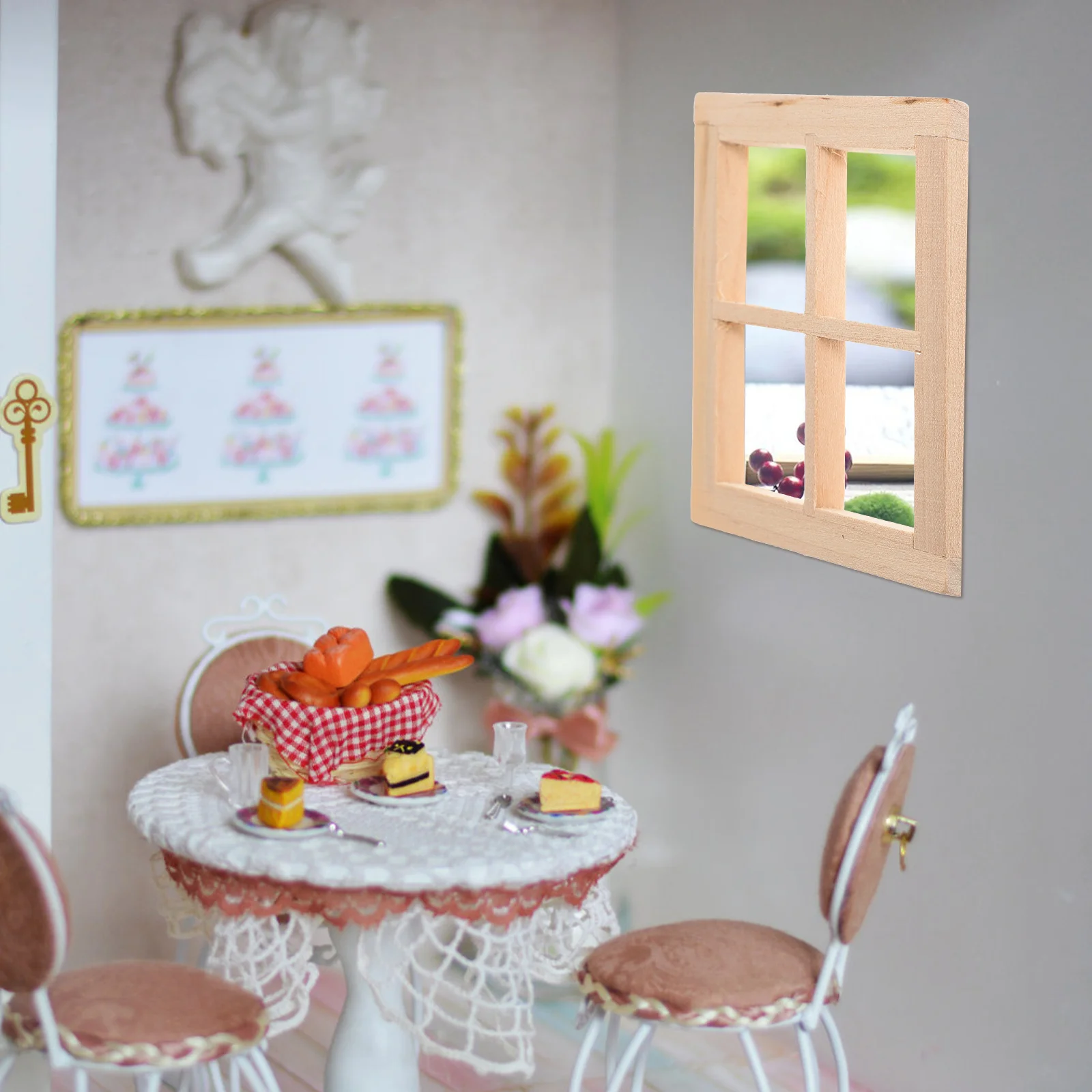 Dollhouse Doors and Windows Home Decor Accessories Decorate Toy Furniture Frame Child