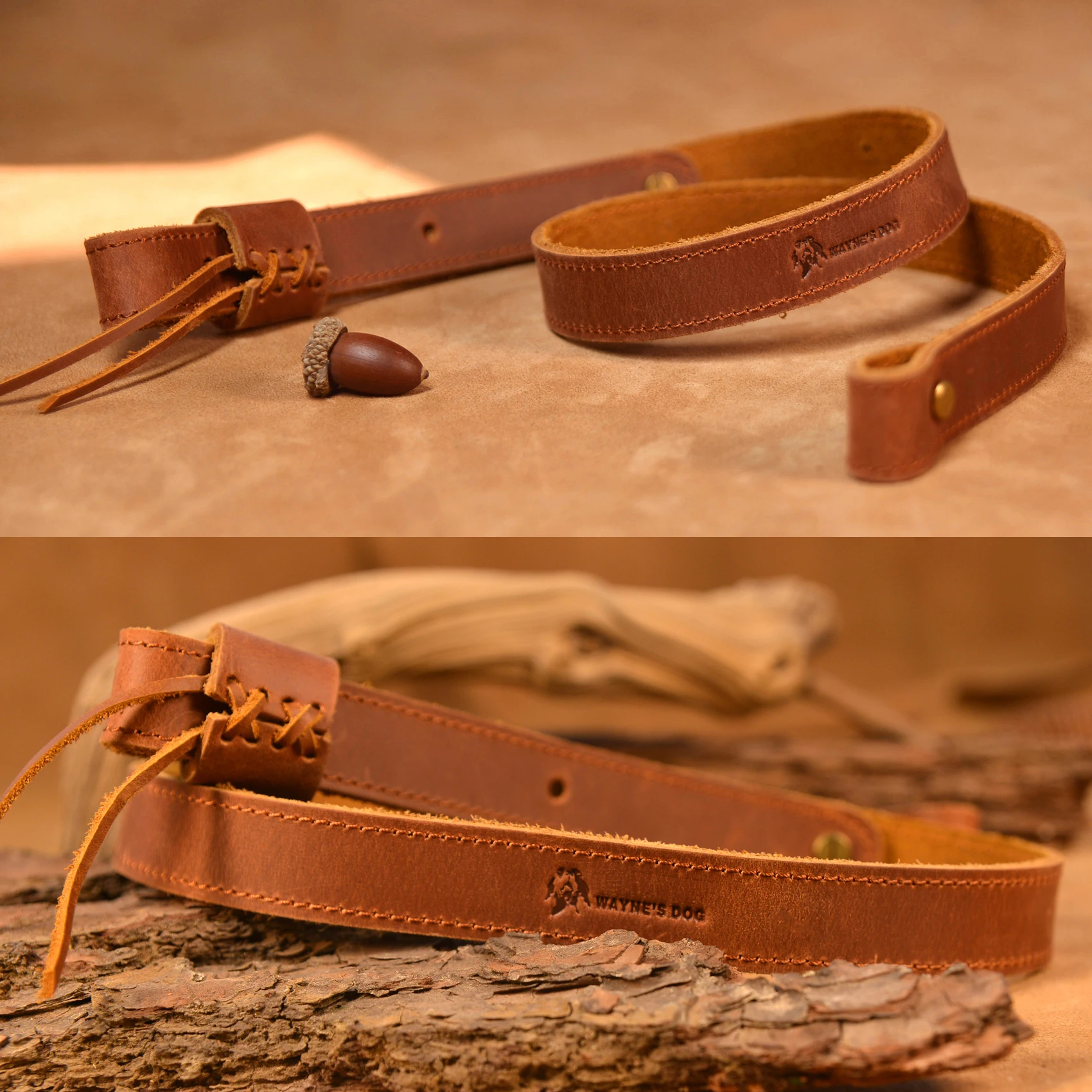 WAYNE'S DOG 1 Inch Wide Cowhide Leather Rifle Sling Shotgun Gun Strap Adjustable Gun Belt / Swivels