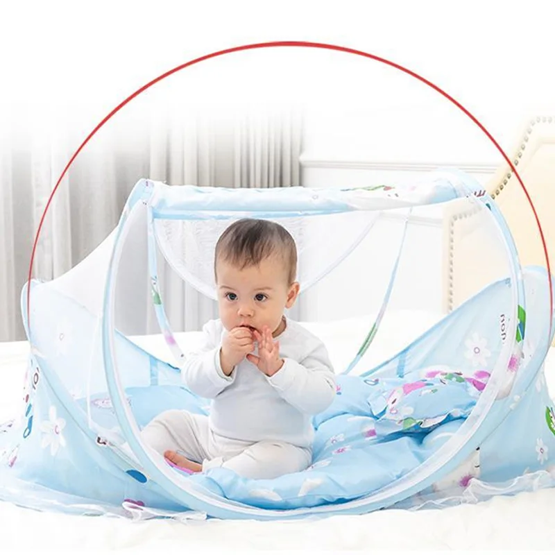 High Quality Foldable Crib Mosquito Net Encrypt Mesh Portable Child Tent Cartoon Style 0-3 Year Old Baby Bed Summer Mosquito Net