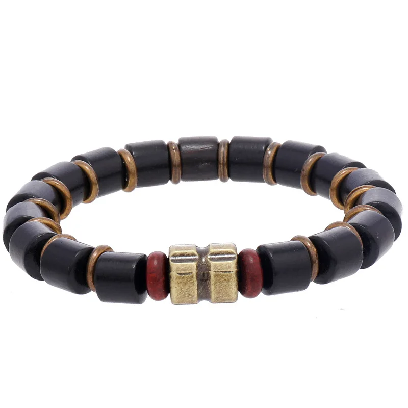 Personalized, fashionable, versatile men's handmade beaded retro black wooden bead bracelet bracelet bracelet accessories