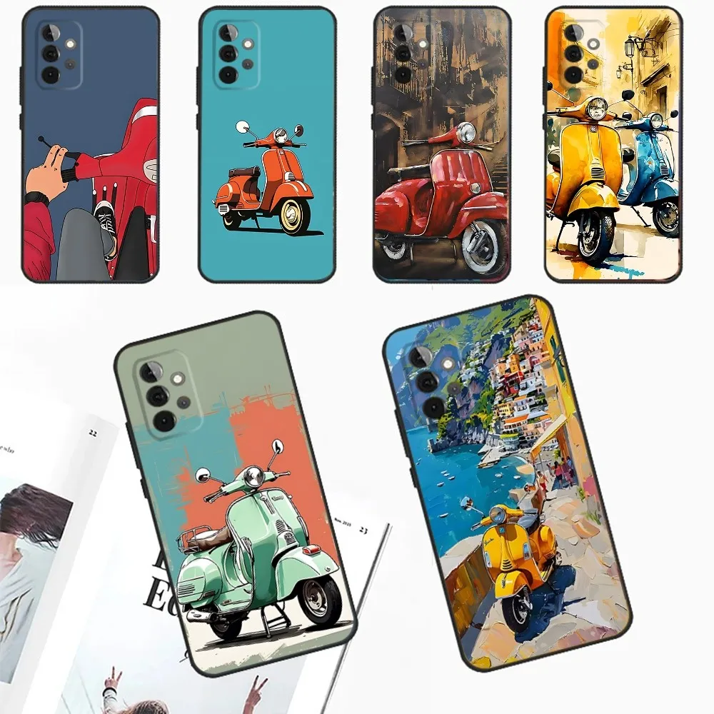 

V-VespaS Scooter Phone Case For Samsung Galaxy A13,A21s,A22,A31,A32,A52,A53,A71,A80,A91 Soft Black Phone Cover