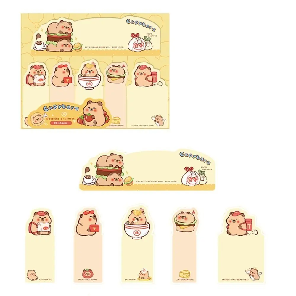 Kawaii Letter Capybara Index Tabs 90 Sheets Multifunction Memo Pad Self Adhesive To Do List Cartoon Sticky Notes Girls