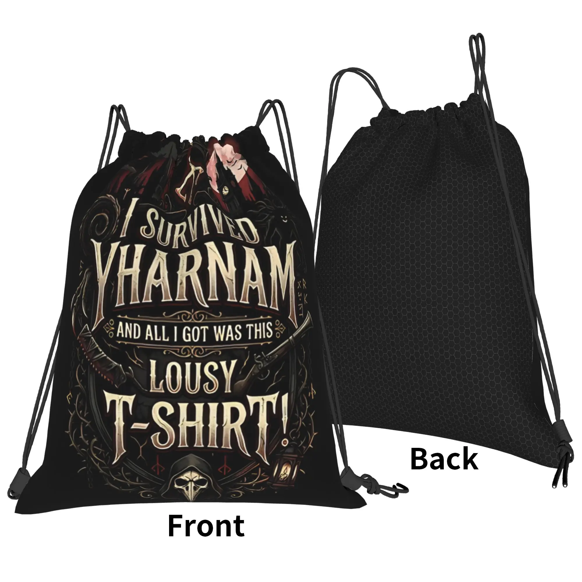 Bloodborne Old Town Gothic Horror Portable Hiking Riding Gym Drawstring Storage Sporty Backpacks