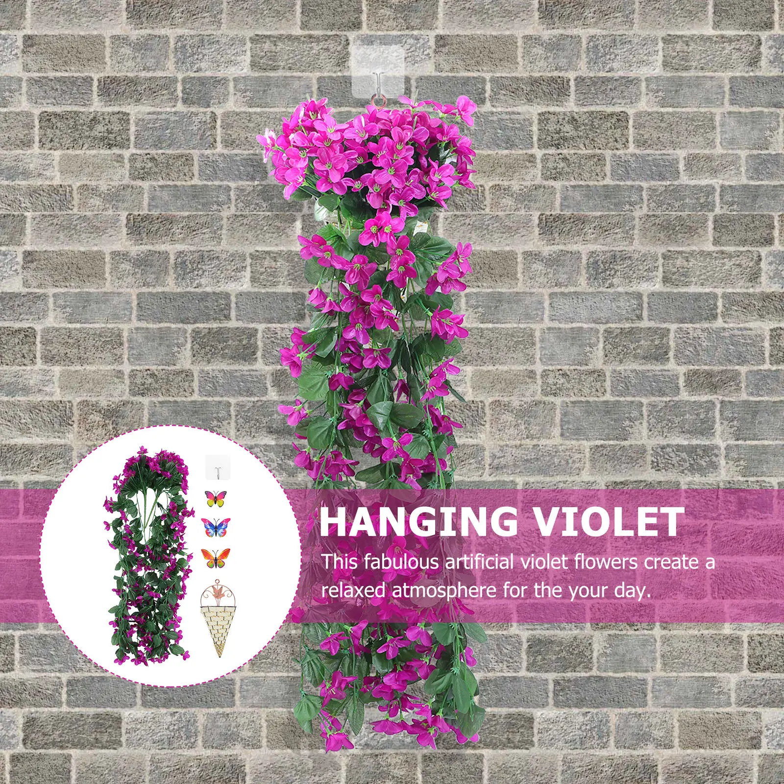 

1Set Artificial Violet Flower Purple Faux Wall Hanging Bright Decor Wedding Home Party Hanging Violet Decoration