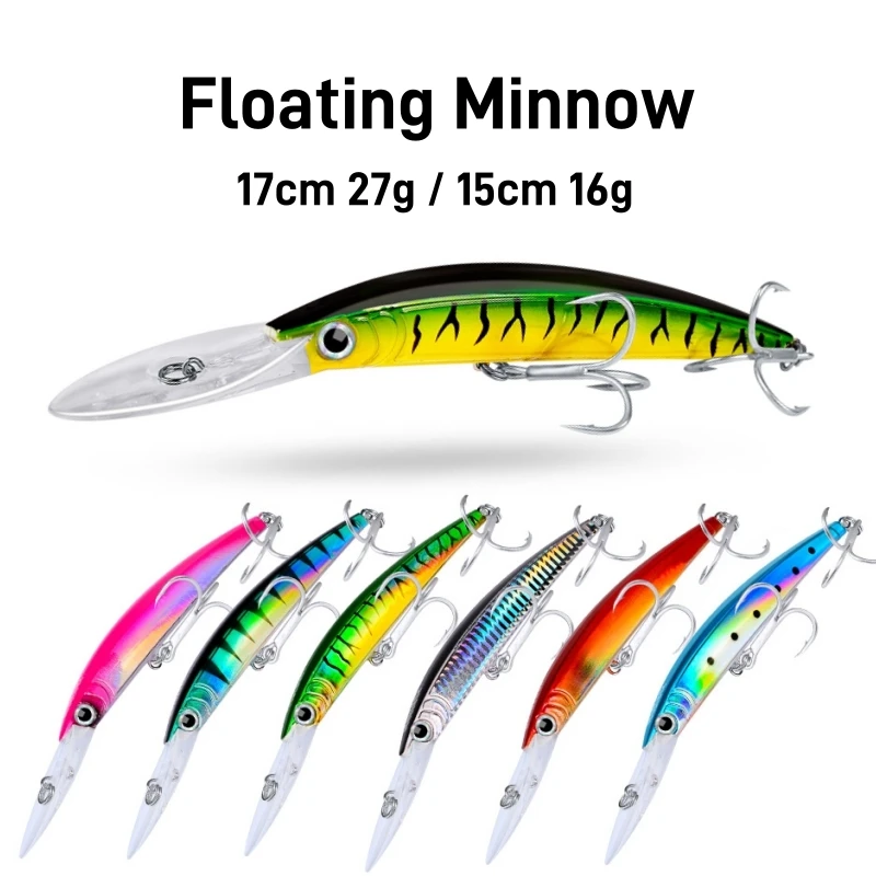 1PC Big Catch Fishing Lures - 10 Colors 17cm 27g Minnow Plastic Hard Baits and Fishing Lure Swimbait for Fly Fishing