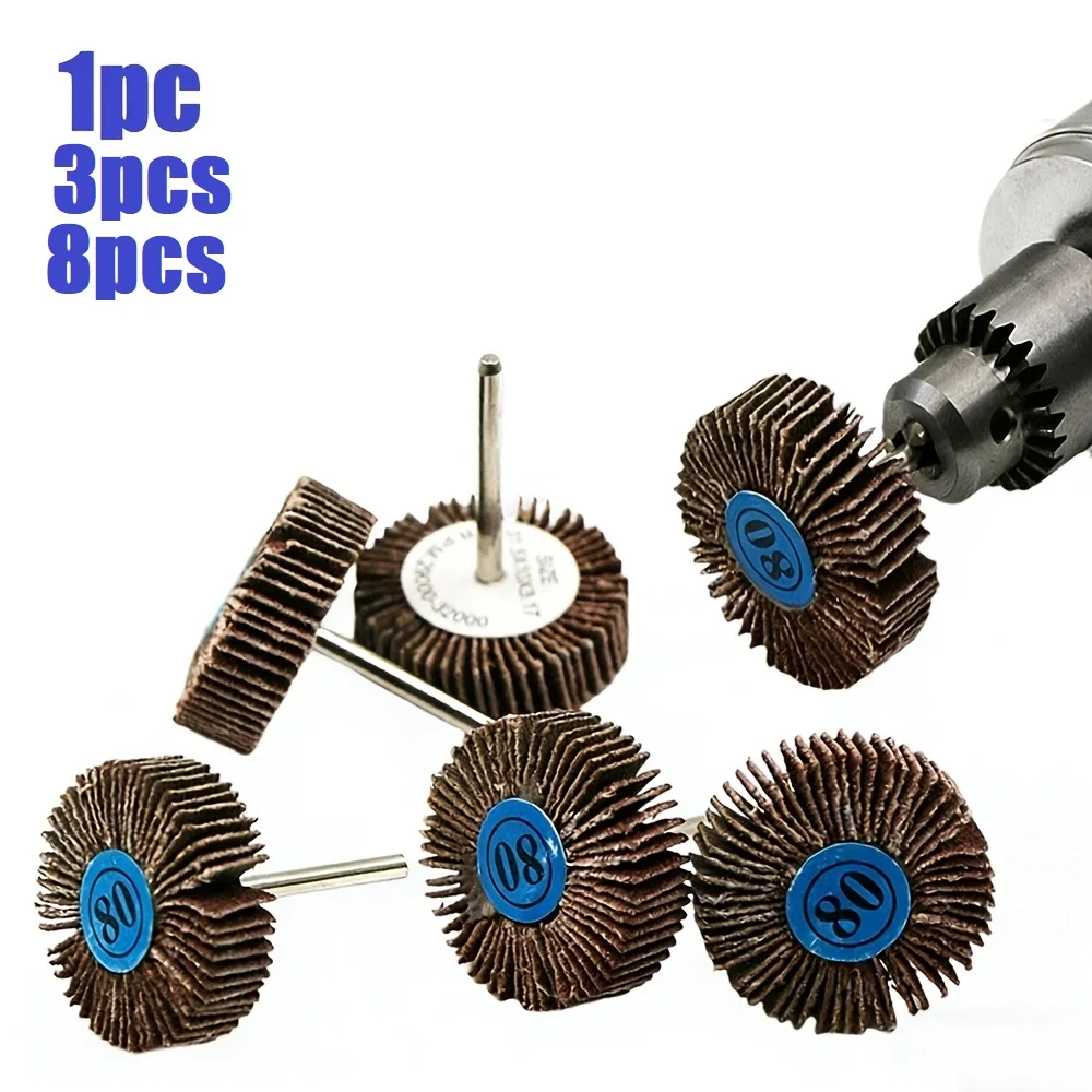 80-Grid Leaf Wheel Grinding Head with Handle Sanding Sponge Metal Woodworking Polishing T-Type Grinding Head for DIY Projects