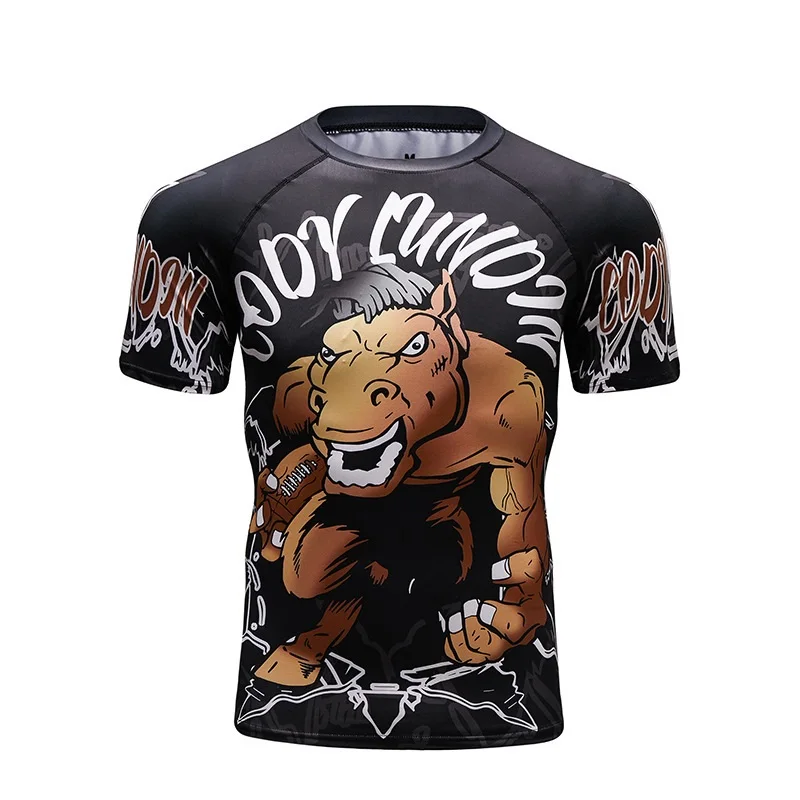 2022 Summer Gym Shirt Sport T Shirt Men Quick Drying Running Shirt Men Workout Training Tees Fitness Tops Rashgard T-shirt