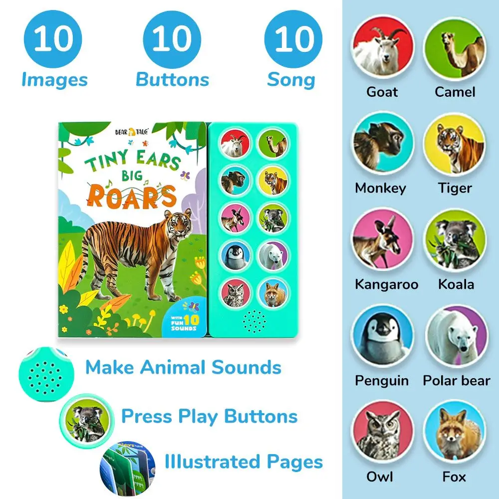 Interactief activiteitenboek Klinkt Boeken Leren Dieren Huilen Wilde dierenboeken Beer Tijger Geluid Interactieboeken Baby