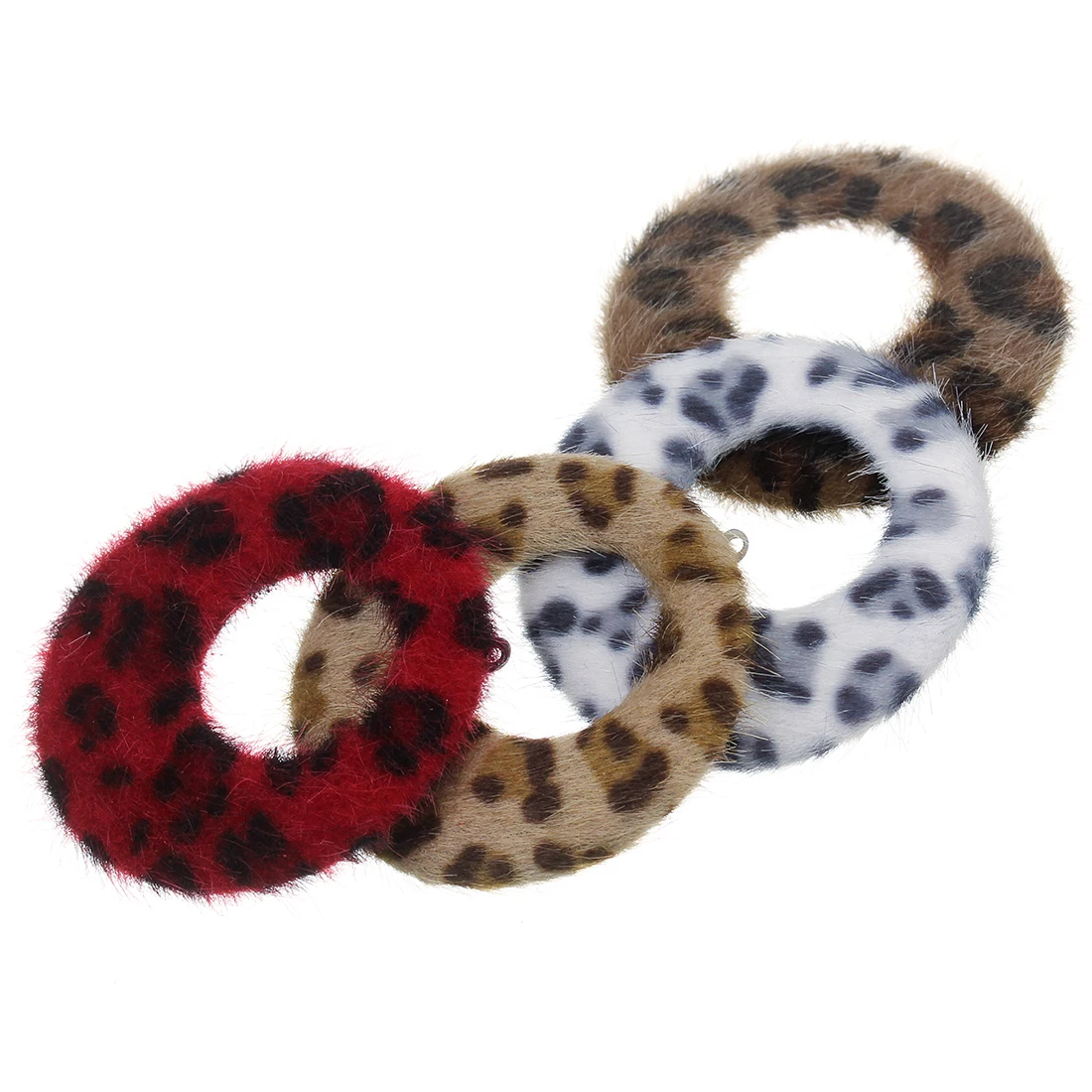 10pcs/lot Leopard Print Plush Pendant Round Punk Pendant For Jewelry Making Fashion Retro Earrings Necklace DIY Accessories