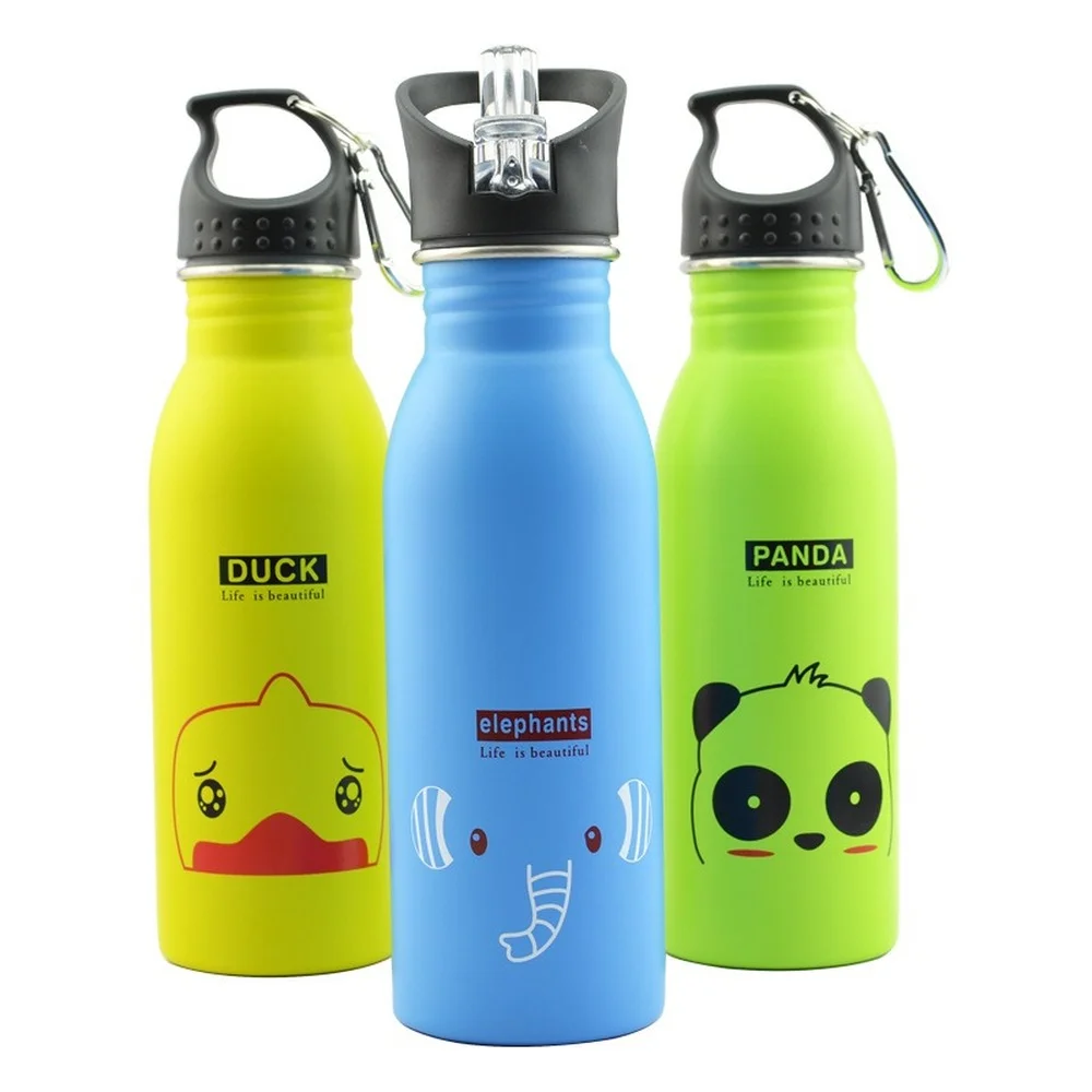 500ML Children\'s Stainless Steel Sports Water Bottles Portable Outdoor Cycling Camping Bicycle Bike Kettle Kid Cups