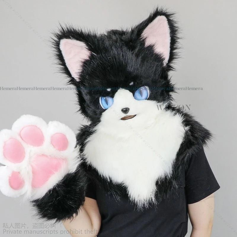 Anime Fursuit Furry Cosplay Fox Dog Wolf Animal Cat Paws Cos Plush Kig Cosplay Costume Nail Mask Tail Shoes For Halloween Party