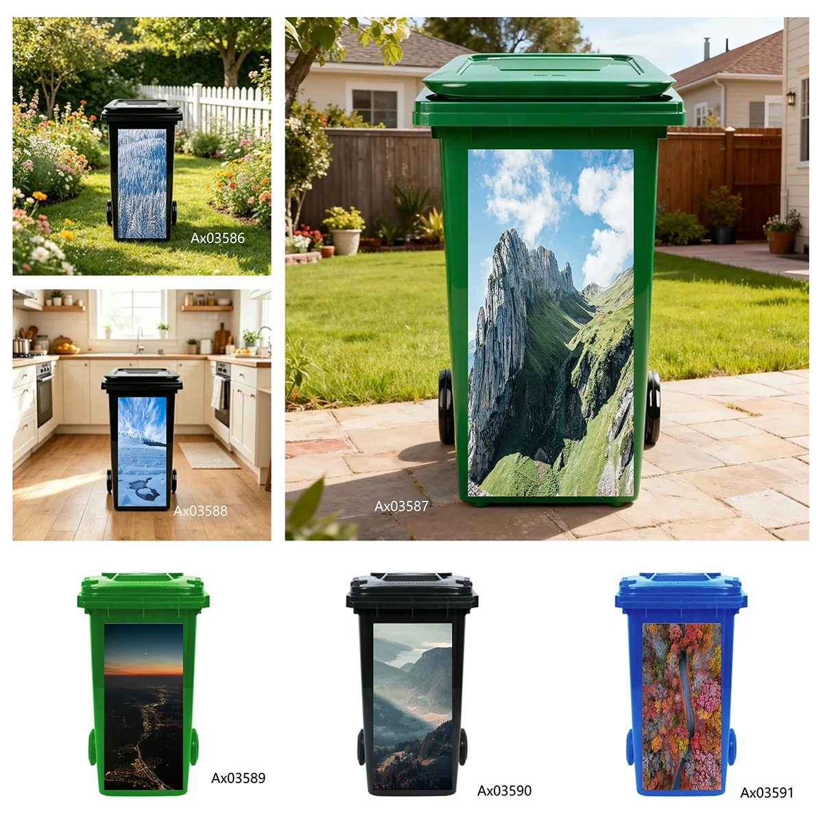 Frosty Ice Forest Trash Bin Stickers Full Wrap Wallpaper Customize Outdoor Home Decoration Wheelie Bin Renovation Sticker
