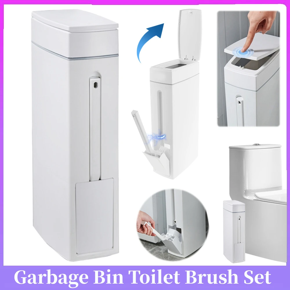 

Набор 2-в-1: узкое мусорное ведро для кухни и ванной комнаты с щеткой для унитаза, бытовые чистящие инструменты