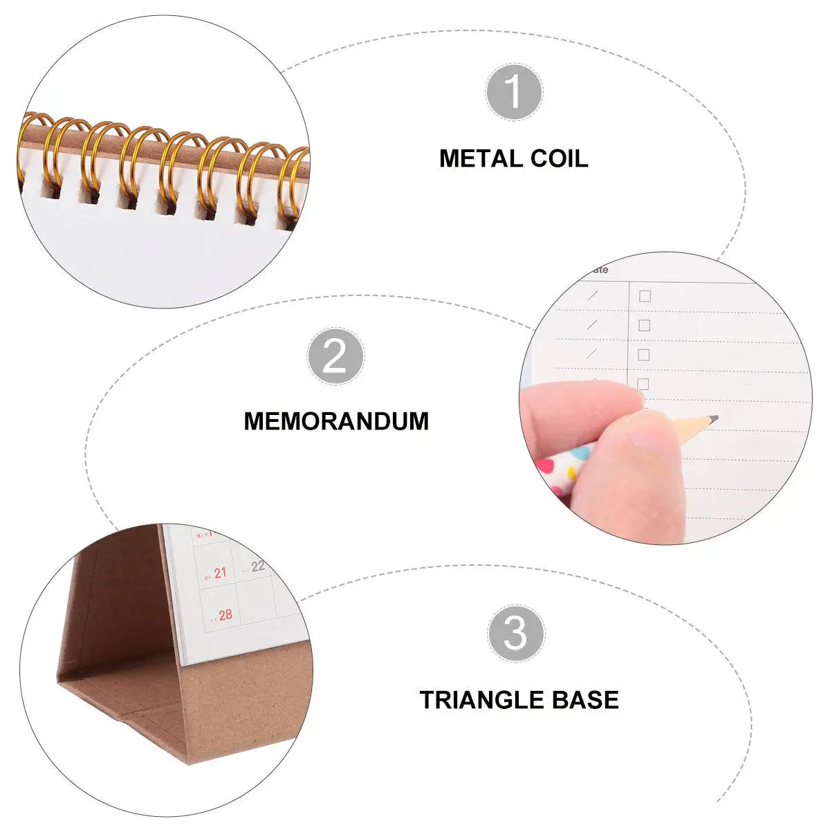 

2021 Standing Desk Calendar Triangular Folding Paper Calendar with Monthly Layout Holiday Reminders Memo Space for Office Home