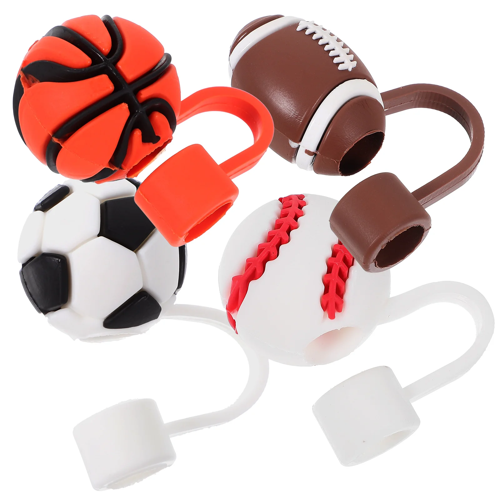 4 Pcs Straw Football Topper Silica Gel Tip Insert Silicone Covers