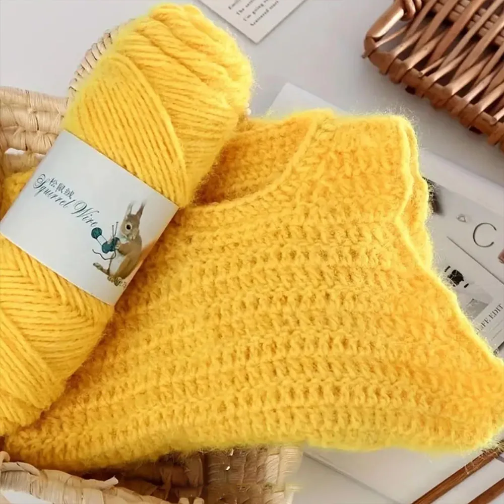 75g/roll Soft Long Squirrel Cashmere Yarn Fine Worsted Hand Knitting Yarn Soft Hat Fashionable Sweater Coat Puffy Warm Knit