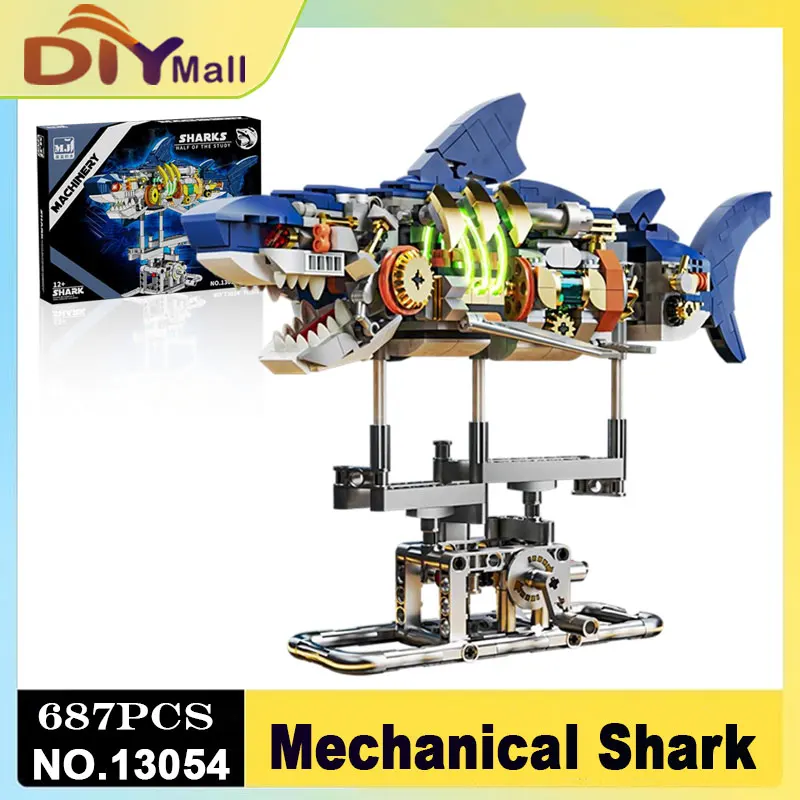 

Mechanical Shark Building Blocks Kit with Movable Joints Model DIY Educational Toys for Kids Creative Gifts Office Art 687pcs