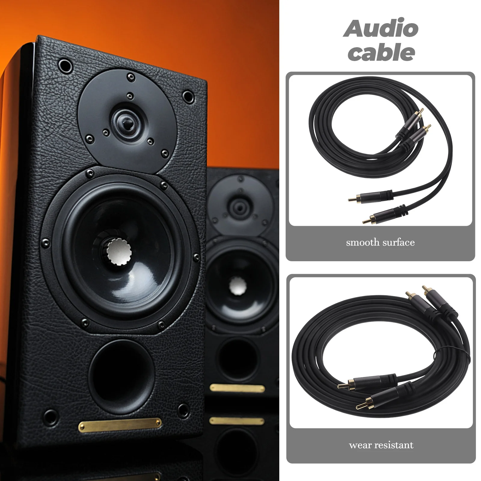 

Double Rca Audio Cable 1 Meter Durable Subwoofer Auxiliary Cord Audio Cord Stable Signal Transmission Headphones Wire