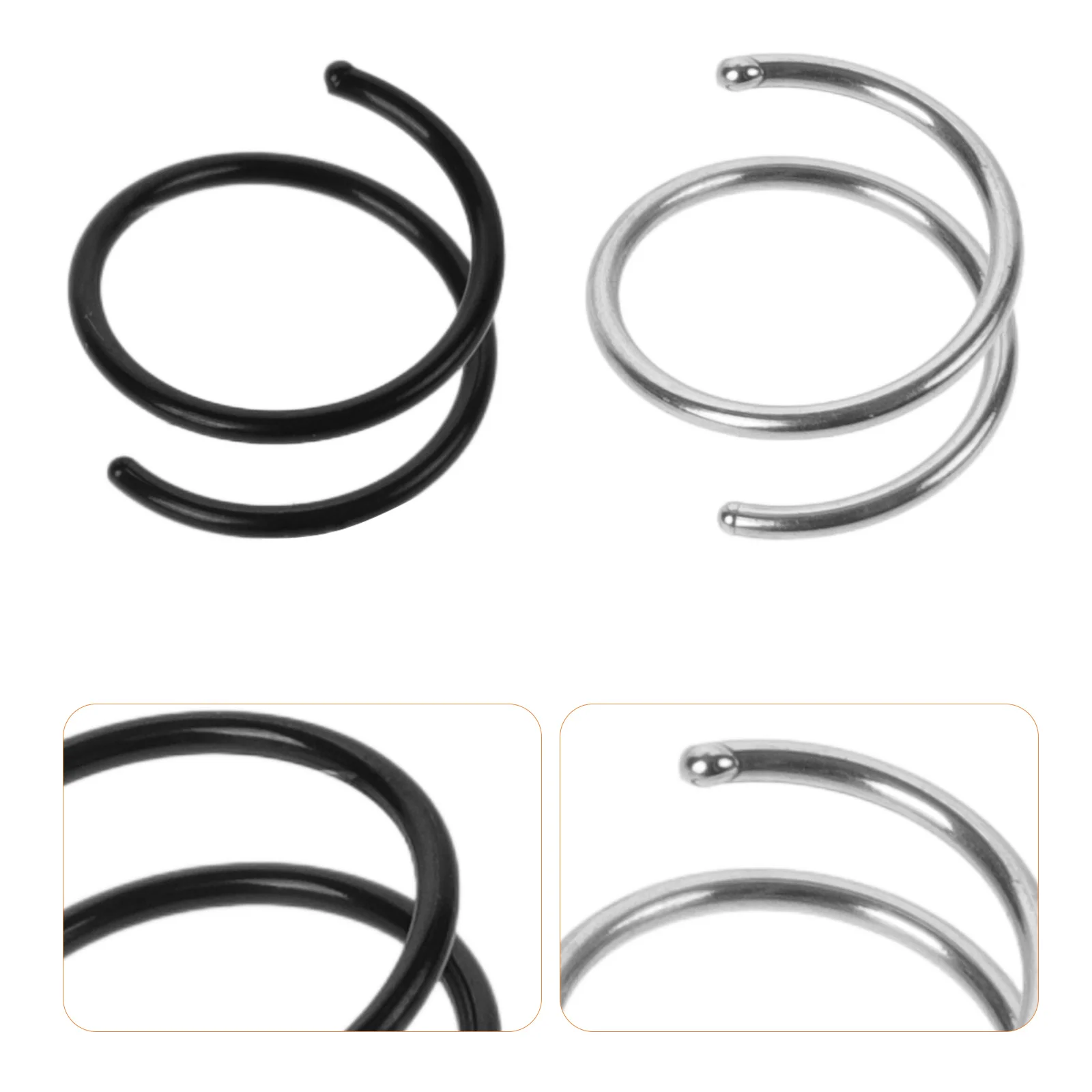 4 قطع من حلقات الأنف الحلزونية، زينة حلقة الأنف المزدوجة بألوان جميلة، مصقولة بشكل جيد، مظهر بسيط ولكن فريد من نوعه للاستخدام اليومي أو