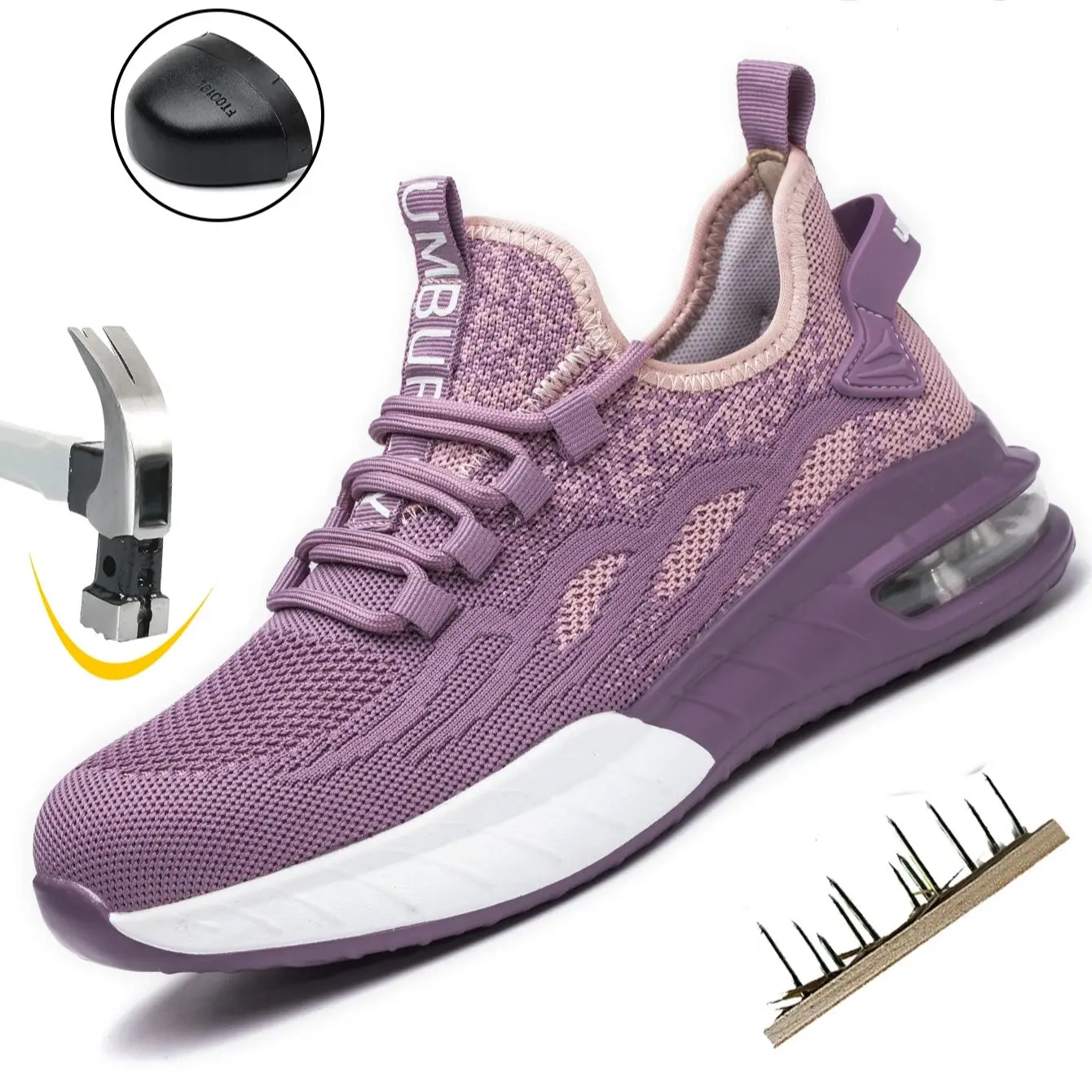 

Women Safety Shoes For Work Safety Boots Breathable Steel Toe Puncture Proof Sport Work Sneakers Construction Security Boots