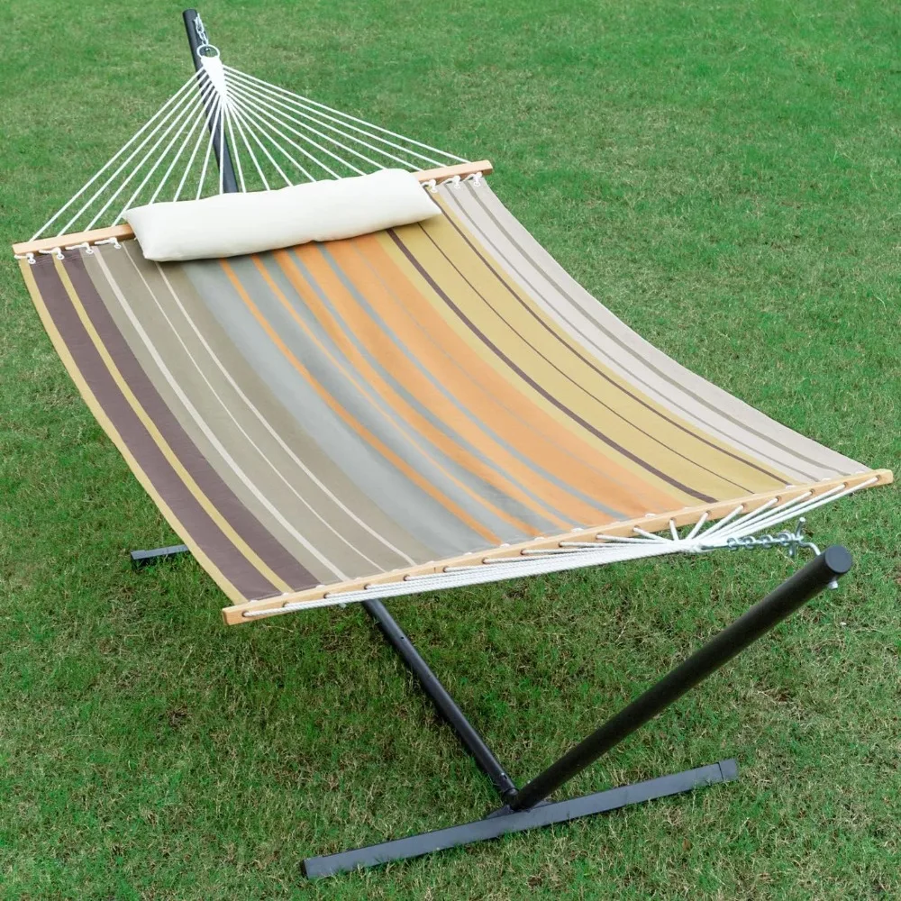 

Hammock with Stand, Waterproof Textilene 2 People Hammocks, 12ft Heavy Duty Steel Stand, for Backyard Patio Outdoor, Hammock