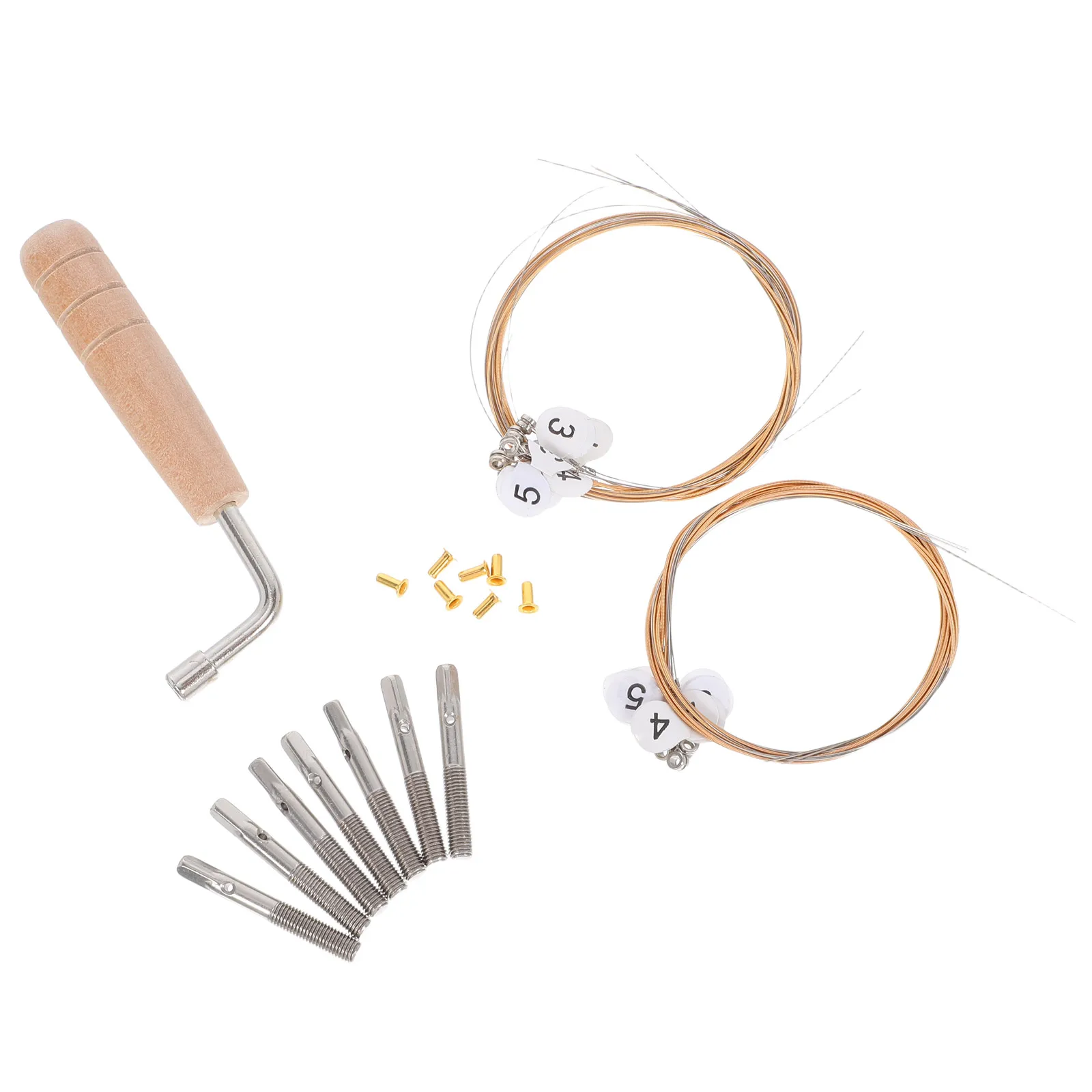 

6pcs Lyre Accessories Harp Strings Tuning Fixing Turn Pin Nail Wood Instrument Parts Tuning Wrench Included Stable