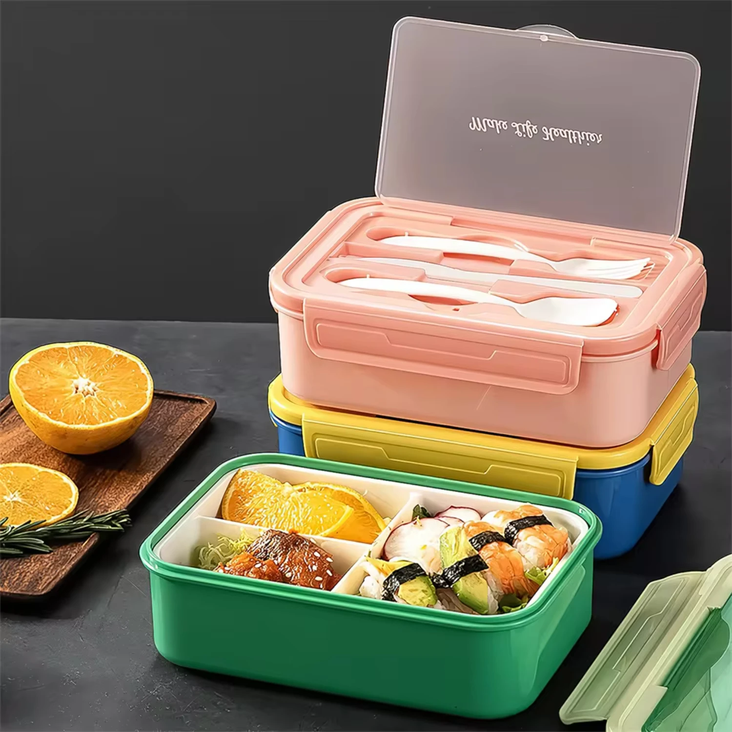 New Lunch Box Food Warmer Portable  Childen Food Container In The Microwave Heating Leakproof Thicker PP Plastic Split Lunch Box