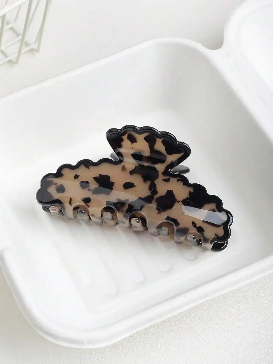 

Retro Elegant Acetate Leopard Print Wavy Hair Claw Clip For Updo Summer Beach Holiday Travel