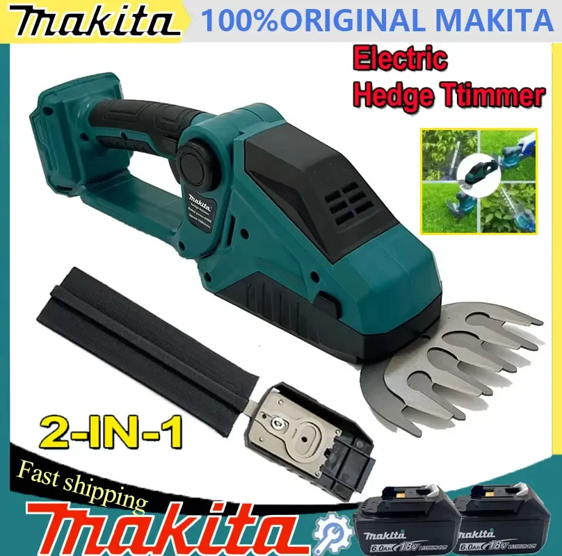 

Аккумуляторный электрический кусторез-триммер Makita 2-в-1 для живой изгороди и формирования кустов, перезаряжаемый ручной инструмент для обрезки и ландшафтного дизайна