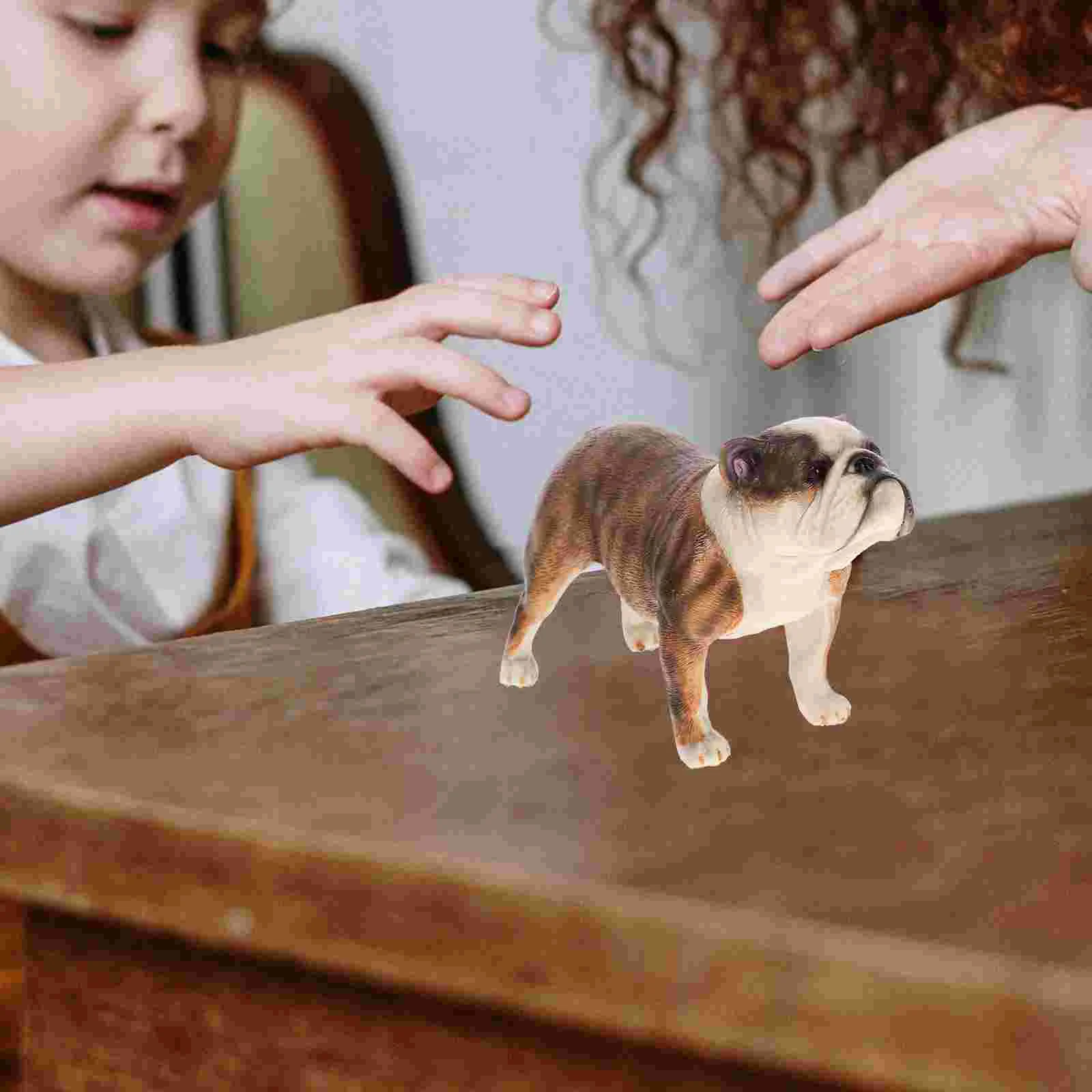 

Bulldog Sculpture Animals Cake Toppers Puppy Statue Figurines Tabletop Dogs Ornament Statues Photo Child