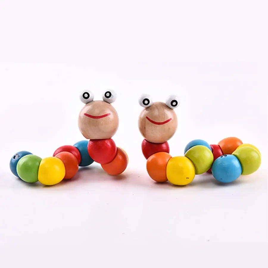 Children's Puzzle Toy Simulation Wooden Twisting Caterpillar Clock Tapping Piano Winding Beads Rainbow Tower Gift