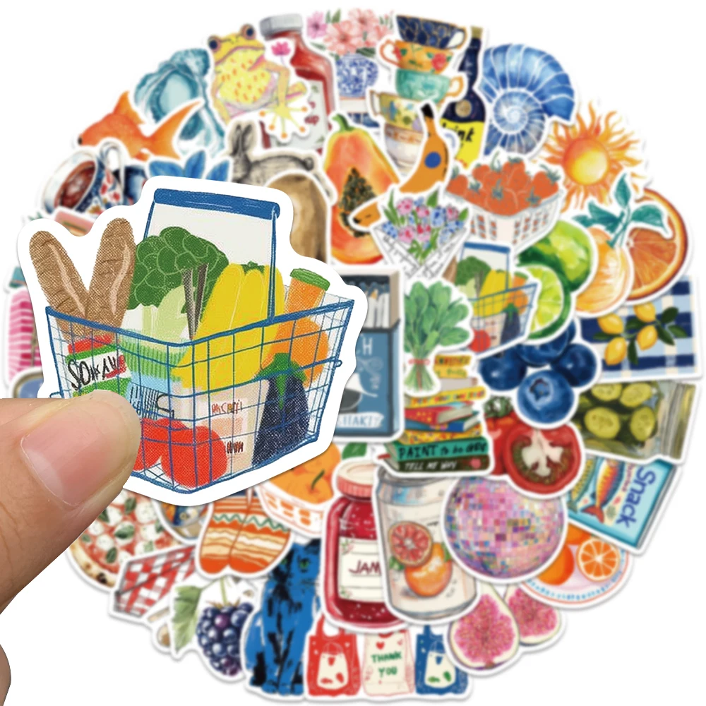 50개입 미학적 수채화 음식 생활 스티커 방 장식 빈티 - Phone Accessories For Kids 리뷰 및 가격