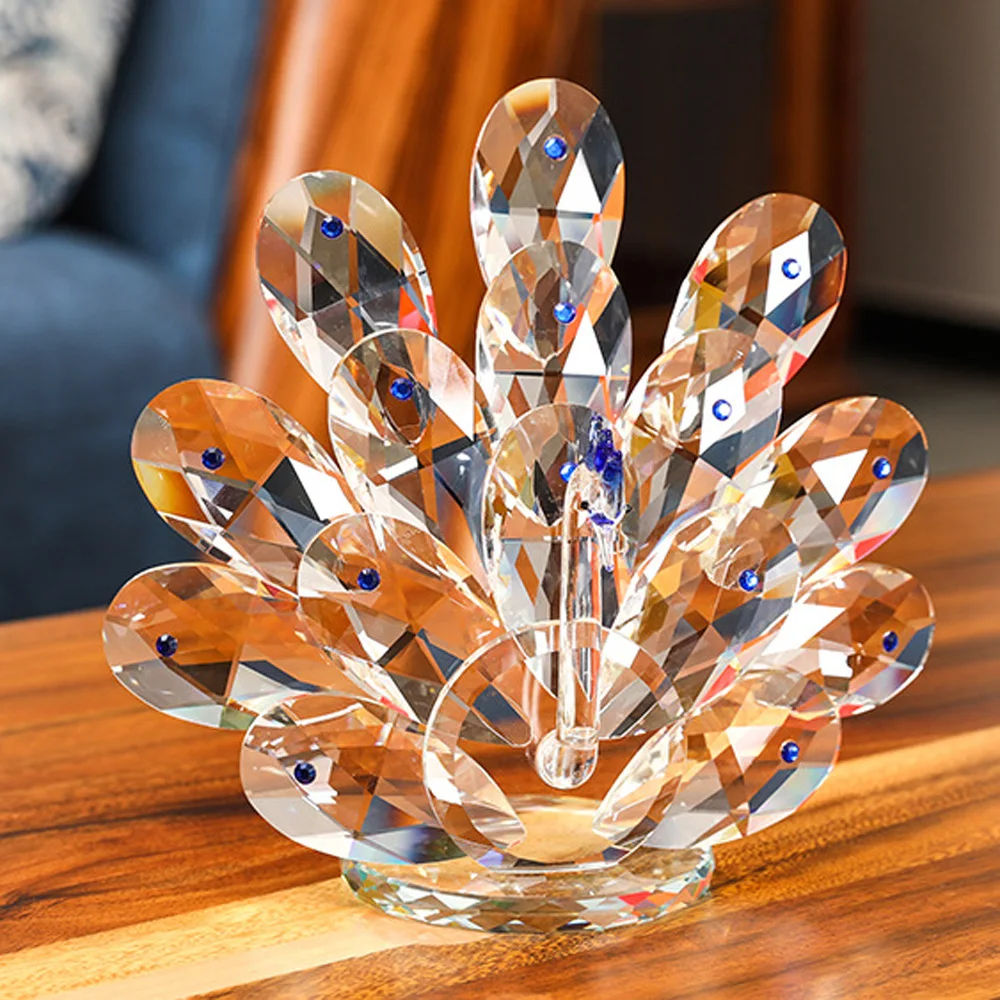 crystal material the peacock spreads its tail&crystal peacock spreads for decoration Ornaments and gift