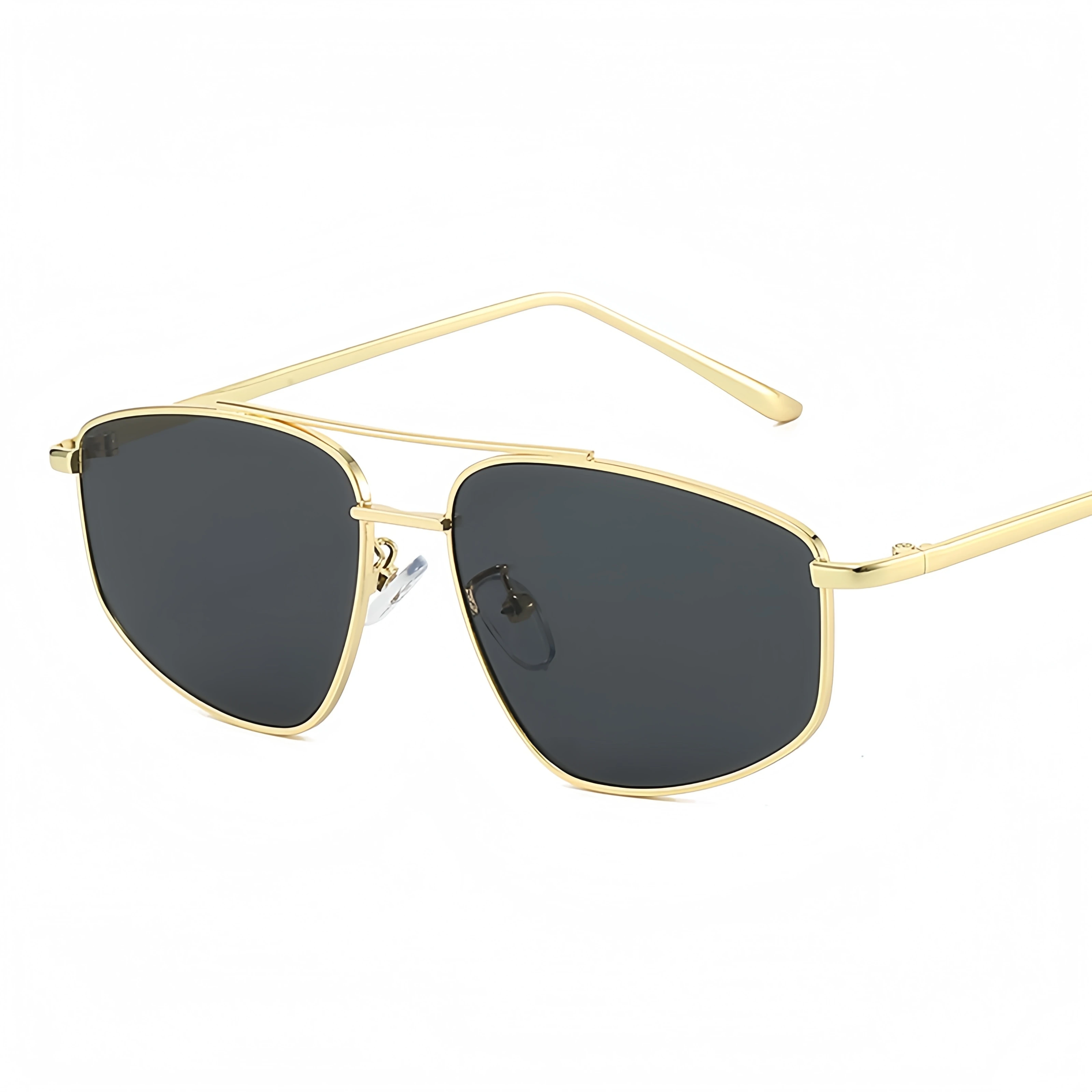 Lunettes de soleil aviateur unisexes de style européen et américain, monture large en métal, double pont, tendance