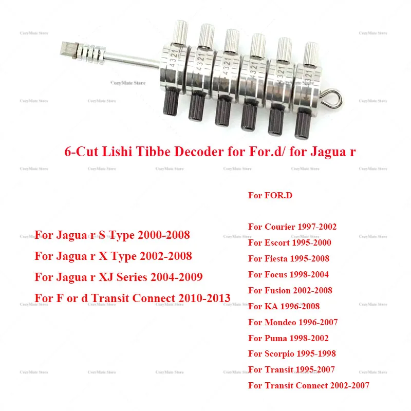 Lishi Decoder Tibbe Vehicle Keys for For.d For Jagua.r Cars Reader Automotive Mondeo/Courier/ Focus Rekey Locksmith Tools Set