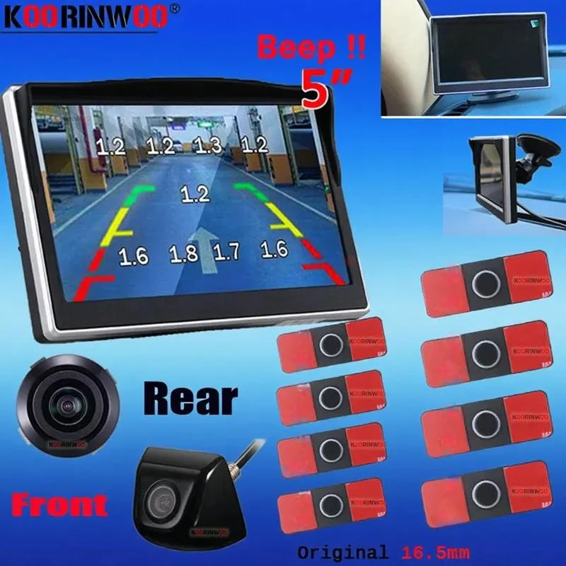 Koorinwoo Electromagnetic Car Video Parking Sensors 8 Buzzer Car Screen Dash HD Rear view camera Front Camera Parking Assistance